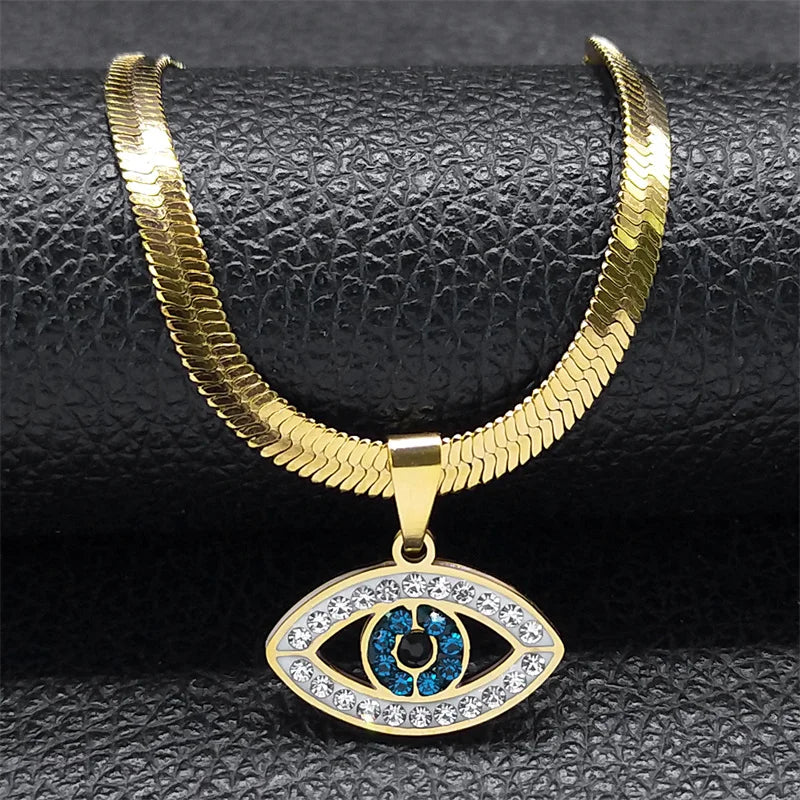 Vintage Crystal Evil Demon Eye Choker Necklace