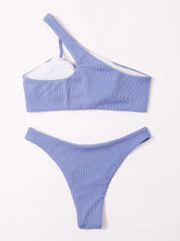 Ribbed One Shoulder Solid Padded Bathing Suit