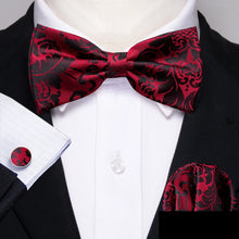 Barry.Wang Silk Bow Tie Hanky Cuffs Set