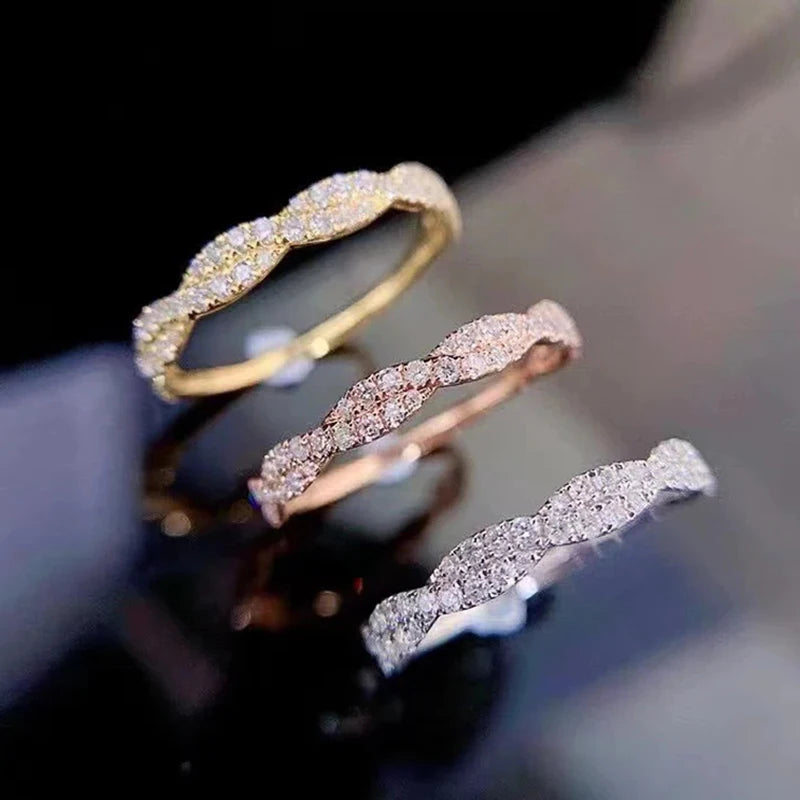 Huitan Exquisite Twist Band Cubic Zirconia Ring