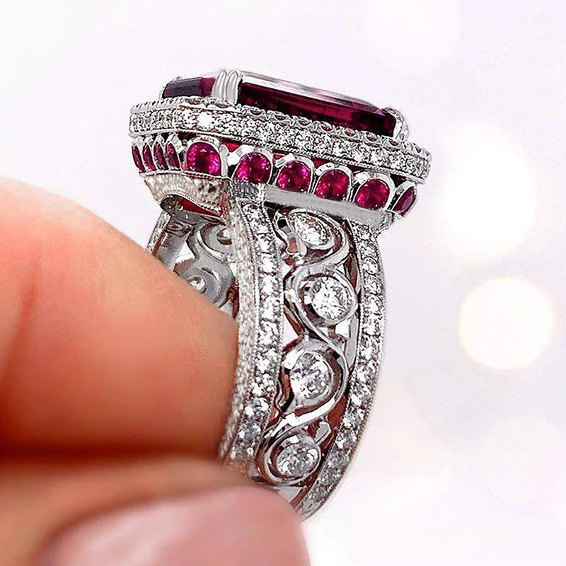 Huitan Temperament Ring with Shiny Gorgeous Cubic Zirconias
