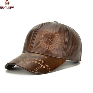 Genuine Leather Designer Print Baseball Cap