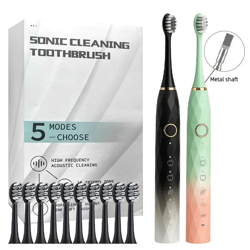 Electric Rotary Cleaning USB Rechargeable Toothbrush with 10 Heads