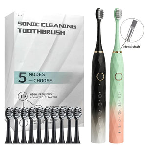 Electric Rotary Cleaning USB Rechargeable Toothbrush with 10 Heads