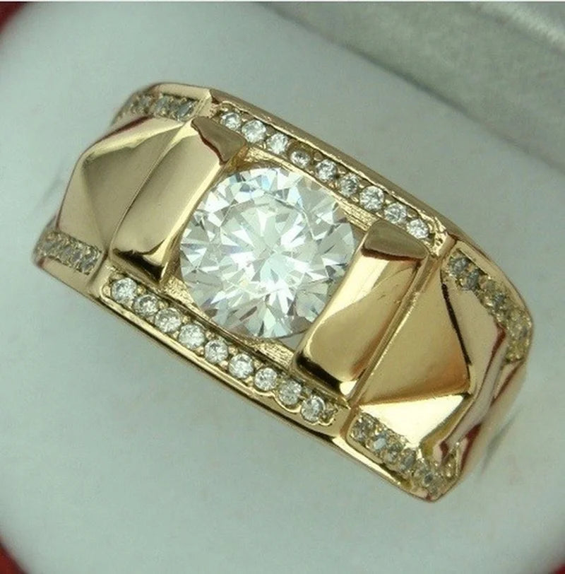 Luxury Metal Carving Inlaid Zircon Stone Couple's Bridal Set
