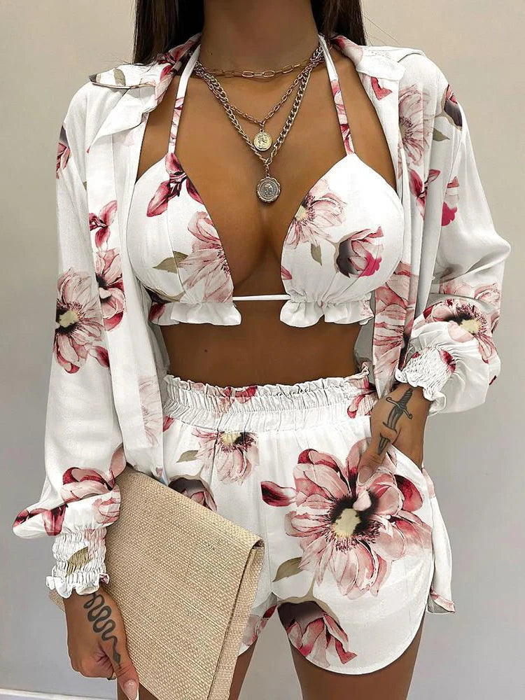 Printed High Waist 3Pce Bikini Set