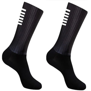 Cycling Anti -Slip White Line Aero Socks