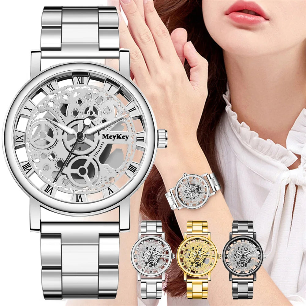 Hollow Skeleton Faux Mechanical Mesh Quartz Wrist Watch