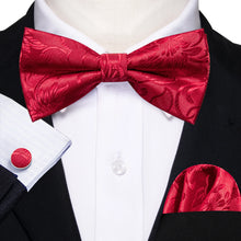 Barry.Wang Silk Bow Tie Hanky Cuffs Set