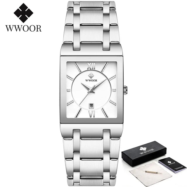 WWOOR Quartz Square Face Geneva Design Wrist Watch