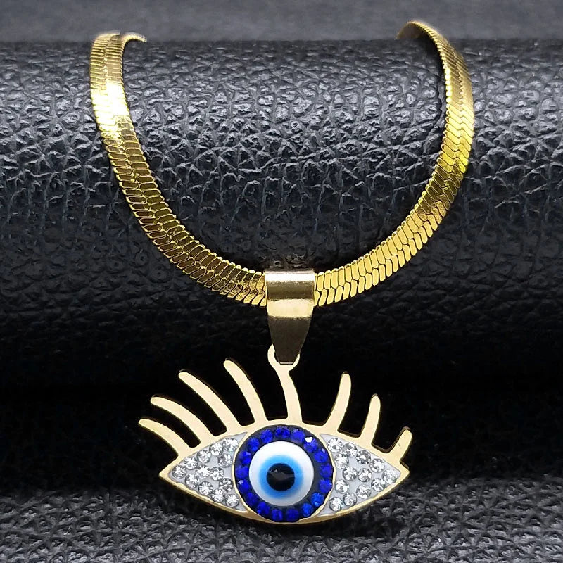 Vintage Crystal Evil Demon Eye Choker Necklace