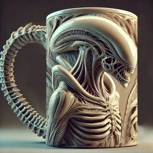 New Xenomorph 3D Flat Heat Transfer Alien Coffee Cup
