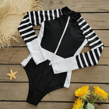 Floral Print One Piece Long Sleeve Retro Swimsuit