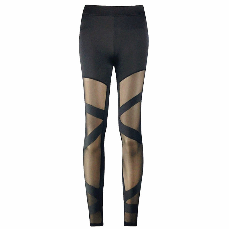 Sheer Thin Patchwork Black Tight Leggings
