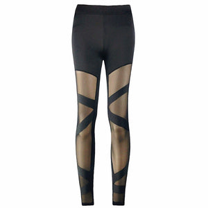Sheer Thin Patchwork Black Tight Leggings