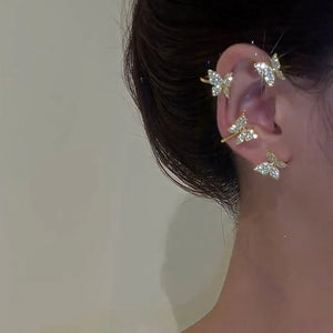 Gold Color Moon Star Clip Earrings For Women