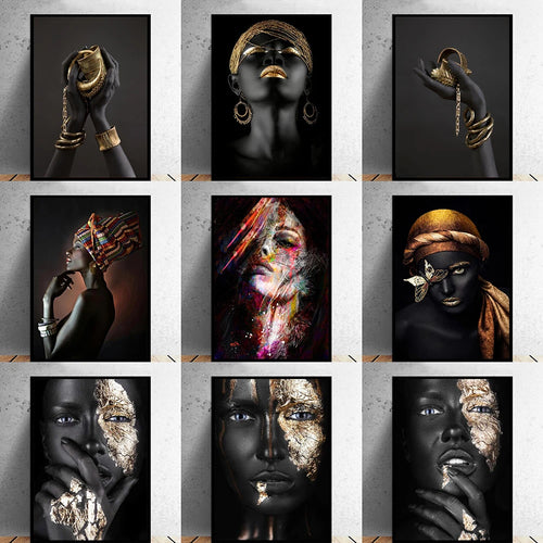 African Woman Frameless Wall Art