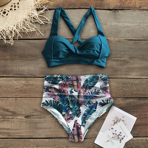 High Waist Floral Bottom Two-piece Swimsuit