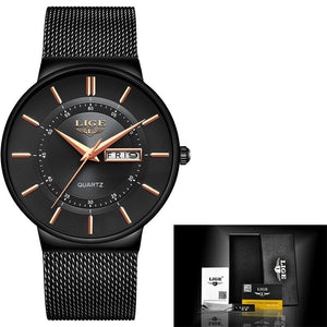 LIGE Ultra-thin Stainless Steel Quartz Watch