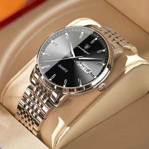 Stainless Steel Hidden Clasp Luminous Wrist Watch