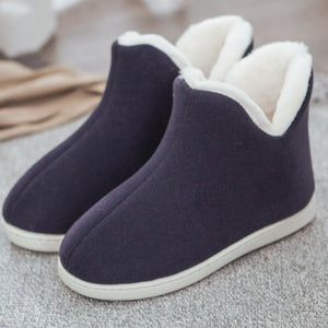 Thick Warm High Tube Non-Slip Indoor Cotton Plush Slippers