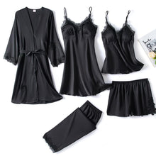 5PC Silk Robe Sleep Suit