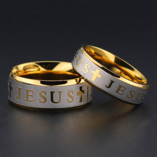 Stainless Steel Black Color Jesus Cross Ring