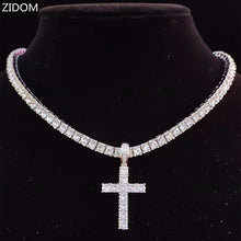 Cross Pendant on Cubic Zircon 4mm Necklace