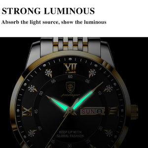 Stainless Steel Hidden Clasp Luminous Wrist Watch