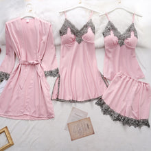 5PC Silk Robe Sleep Suit