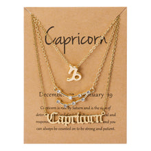 3Pcs/Set Zodiac Sign Pendant 12 Constellation Charm Gold Necklace