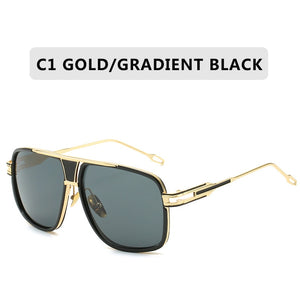 Retro Metal Gradient Square Frame Oversized Sunglasses