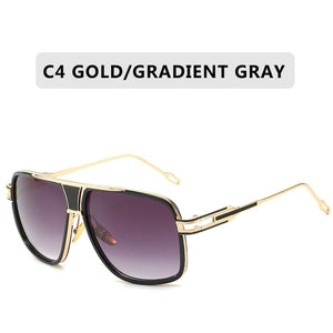 Retro Metal Gradient Square Frame Oversized Sunglasses