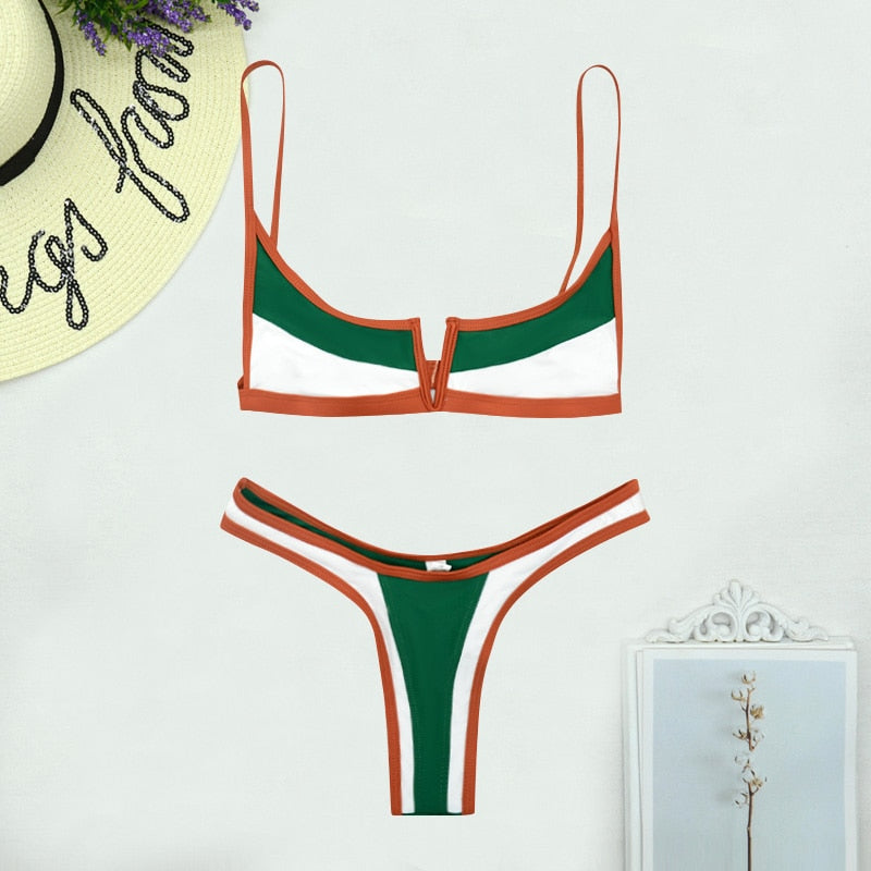 Vintage Retro Patchwork Brazilian Swimsuit