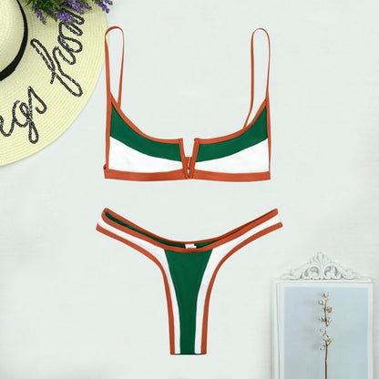 Vintage Retro Patchwork Brazilian Swimsuit