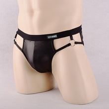 Faux Leather  Black Jockstrap