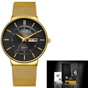 LIGE Ultra-thin Stainless Steel Quartz Watch