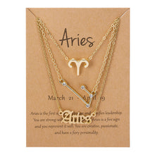 3Pcs/Set Zodiac Sign Pendant 12 Constellation Charm Gold Necklace