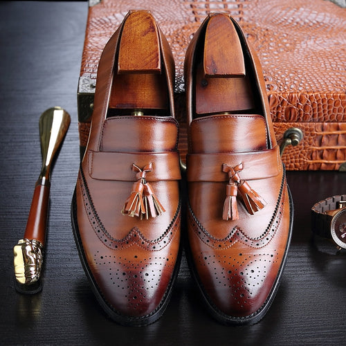 Leather Classic Design Tasseled Dress Shoes