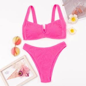 High Waist Thong Brazilian Bikini Set