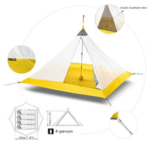 Ultralight 2-4 Person Outdoor Nylon Silicone Coated Pyramid Tent