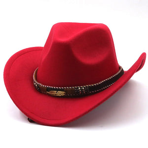 Wool Western Cowboy Hat With Leather Band