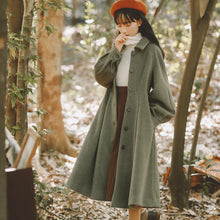 Wool Pleated Lantern Sleeve Long Coat