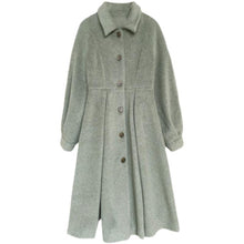 Wool Pleated Lantern Sleeve Long Coat