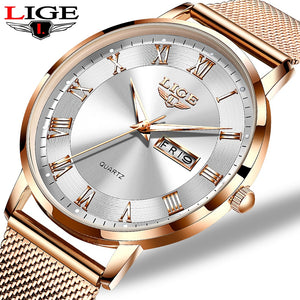 LIGE Ultra-Thin Stainless Steel Wristwatch