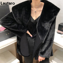 Lautaro Black Warm Oversized Faux Fur Coat