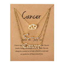 3Pcs/Set Zodiac Sign Pendant 12 Constellation Charm Gold Necklace