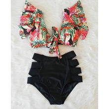 High Waist Ruffled Floral Bathing Suit