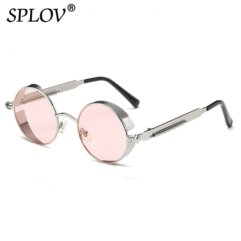 Retro Round Steam Punk Metal Frame Sunglasses