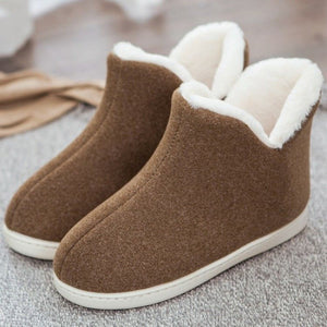 Thick Warm High Tube Non-Slip Indoor Cotton Plush Slippers